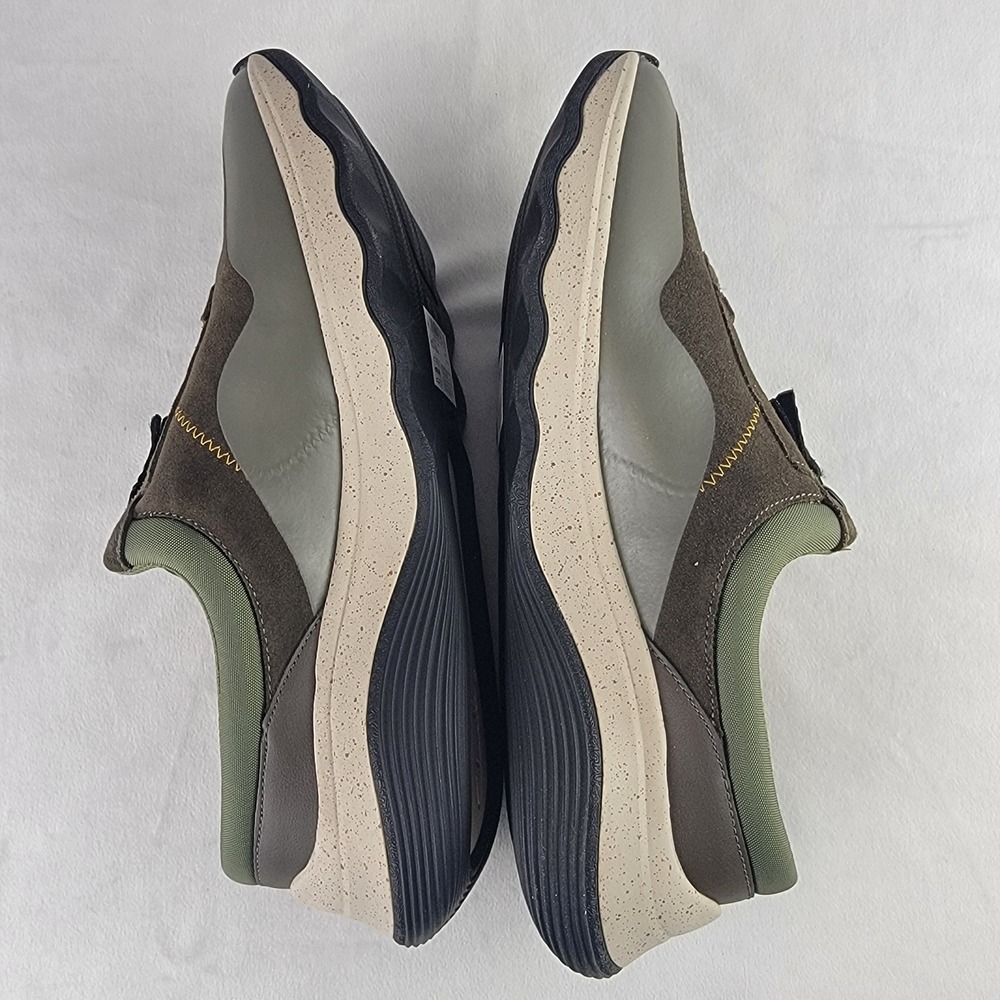 Clarks Jaunt Way Dark Olive Suede Zip Up Sneakers Mens 10 M 26168979 - Picture 6 of 8